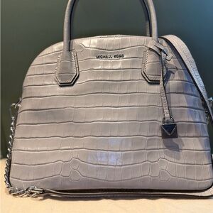 Michael Kors Gray Crocodile-Embossed Satchel
